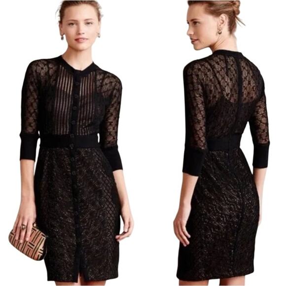 Beguile by Byron Lars Black Mona Button Down Pencil Dress - Picture 1 of 11